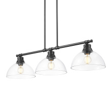 Golden 3602-3LP BLK-CLR - Yep by Golden Lighting Duncan 3-light Island Light in Matte Black and Clear Glass